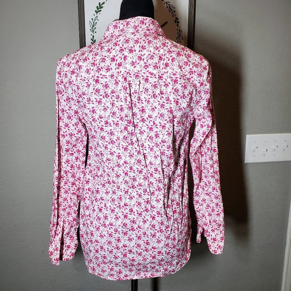 Gap Women's Size Small Pink Floral Buttondown Top - Picture 9 of 15